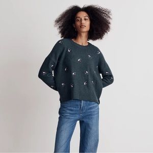 Madewell BNWT Cross stitch embroidered floral sweater